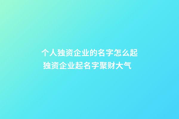 个人独资企业的名字怎么起 独资企业起名字聚财大气-第1张-公司起名-玄机派